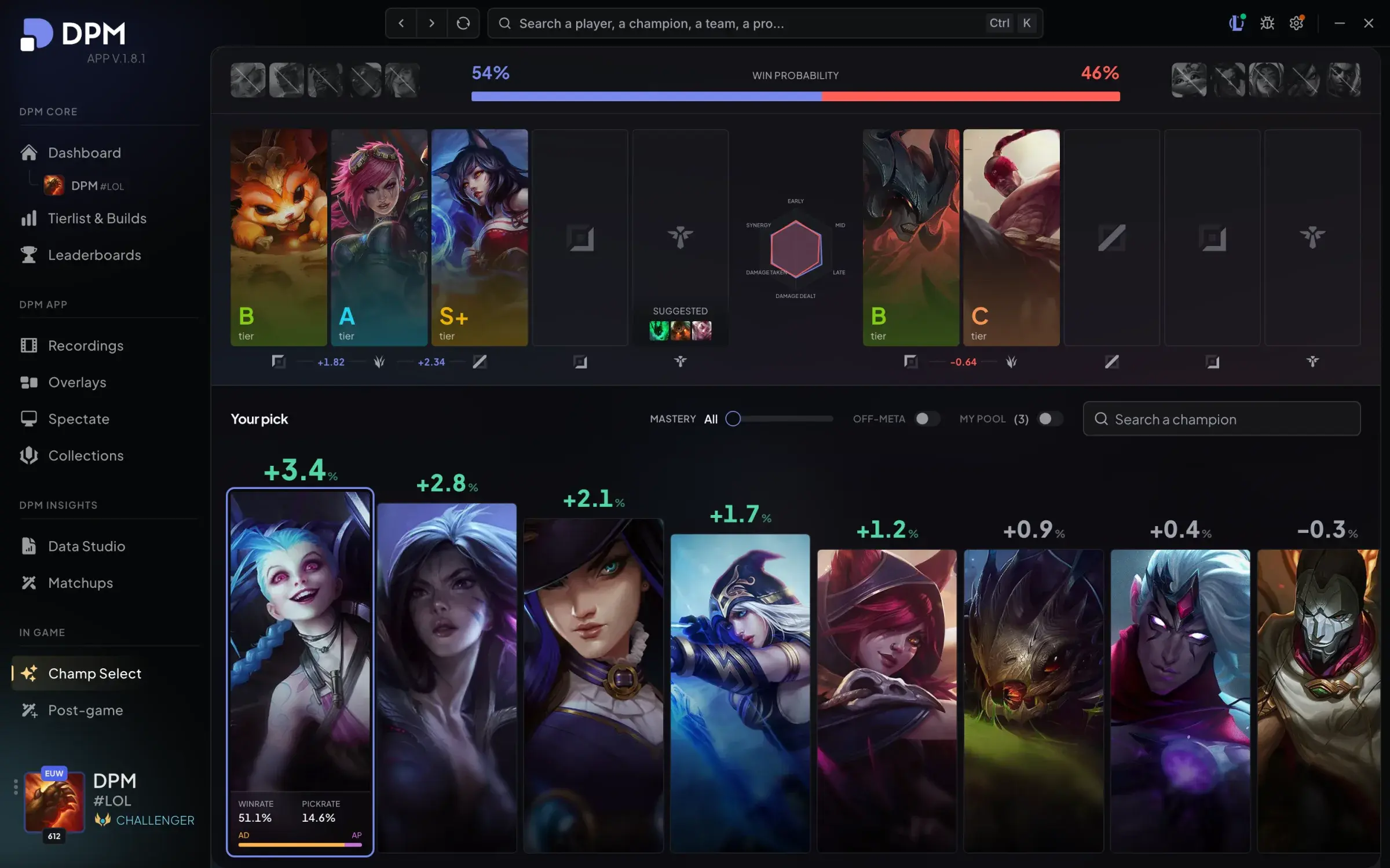 DPM Desktop app — champ-select