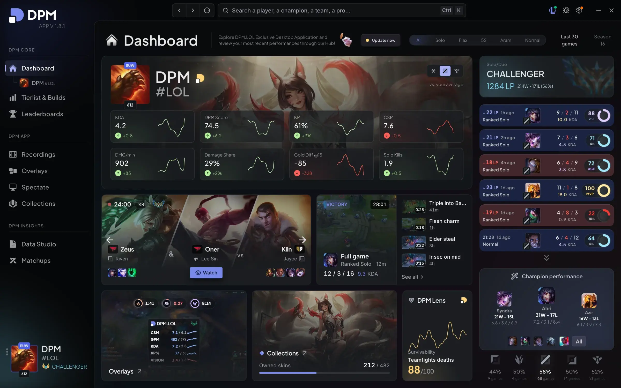 DPM Desktop app — dashboard